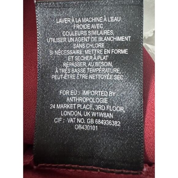 Anthropologie Maeve Womens Teni Burgundy Red Top Laser Cut Out Blouse, Size 16 - Picture 9 of 9